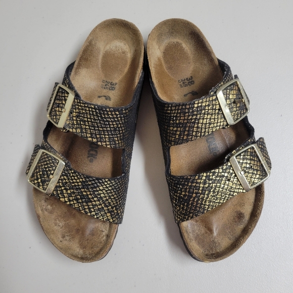 Birkenstock Arizona Shiny Pithon Sandals. - Picture 2 of 10
